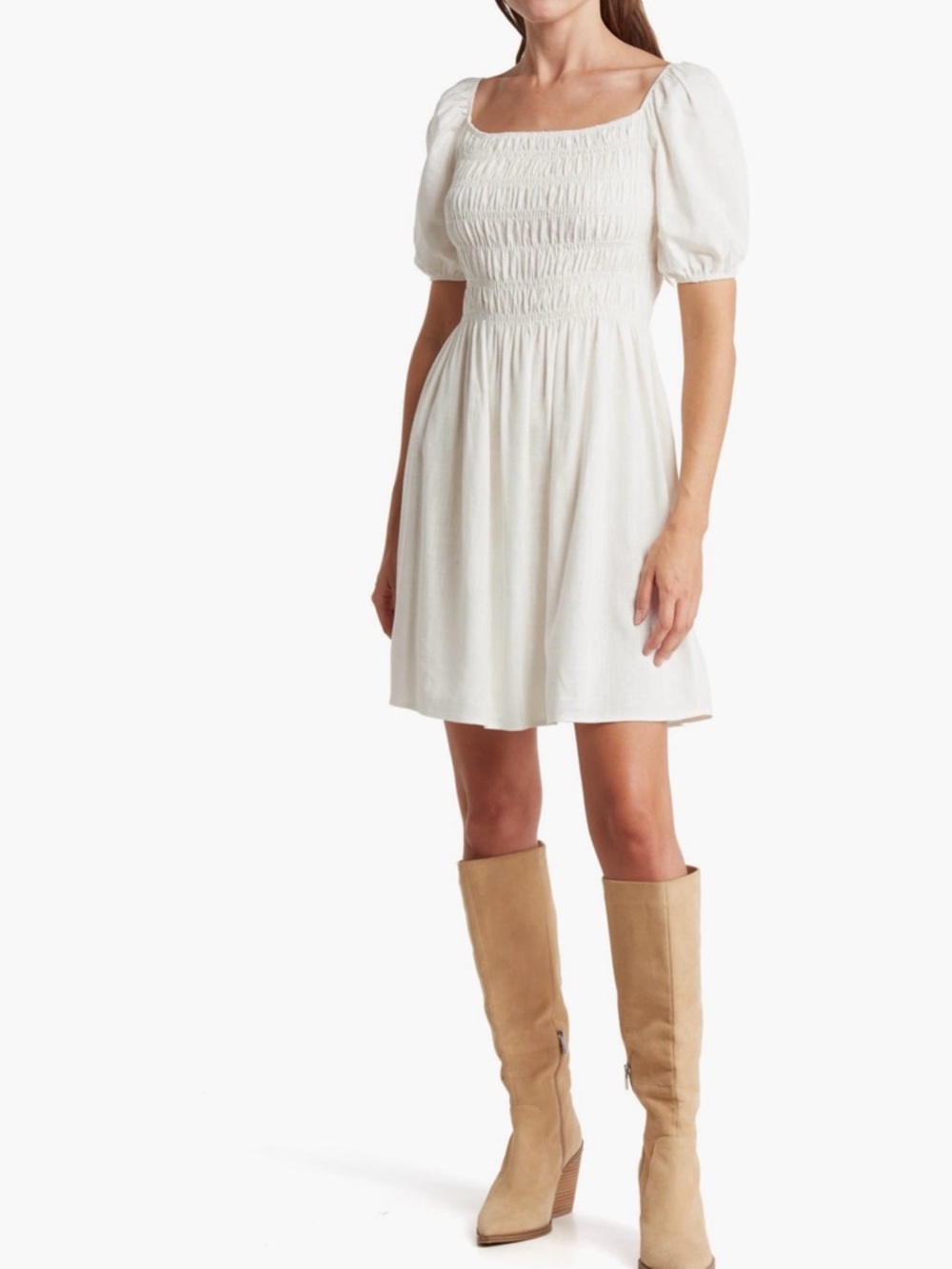 Velvet Torch Puff Sleeve Smocked Minidress